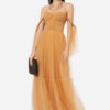 Vestido Red Carpet De Tul Con Volantes En Las Mangas