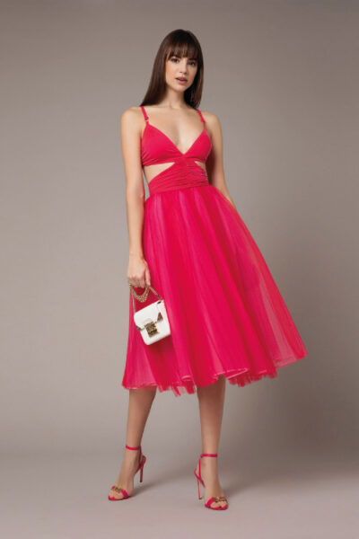 Vestido Midi Con Falda De Tul