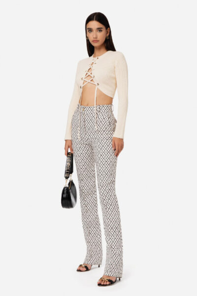 Pantalón De Doble Crepé Estampado Con Diseño De Rombos